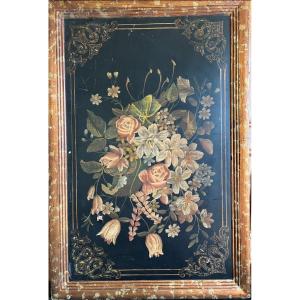 Decorative Panel With Floral Theme Khadjar XIX I Provenance Of Stall In Isfahan.