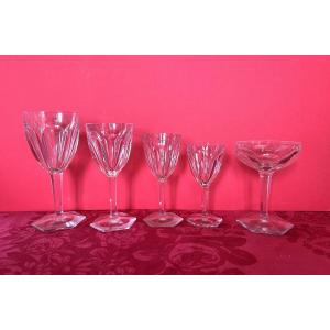 Glassware Set (35) + A Baccarat Carafe Compiégne Model.