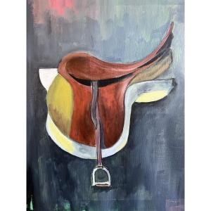 "riding Saddle" Oil On Canvas Signed On The Back Marcel Salmon.