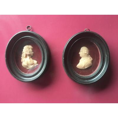 Wax Profile Of The Marquess And Marquise Of Buckingham By James Tassie