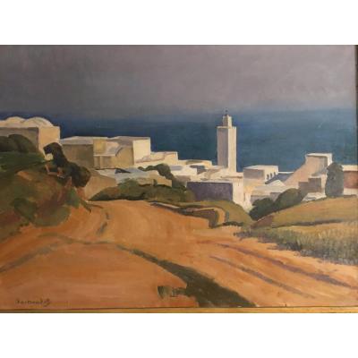 Bertrand Py Sidi Bou Said View Tunisia . Oil On Canvas