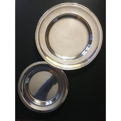 Two Dishes Of Different Sizes Signed Christofle. Old Work.