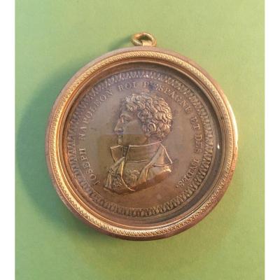 Joseph Bonaparte- Bronze Medal In Its Brass Frame