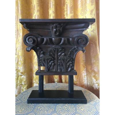 Part Of Corinthian Capital In Wood Late Seventeenth Early Eighteenth Century With A Small Lack