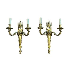 A Pair Of Louis XVI-style Gilt-bronze "au Mufle" Late 19th Century, Circa 1880