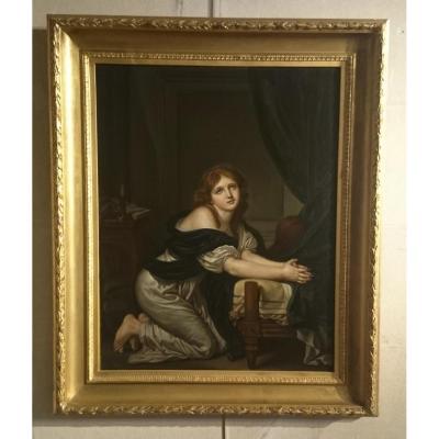After Jean-baptist Of Greuze (1725-1805) "prayer In The Morning"