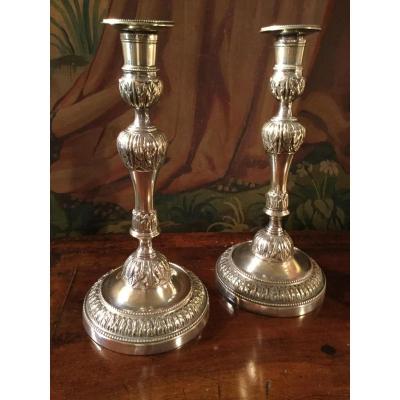 A Louis XVI Pair Of Neoclassical Candlesticks18th Century ,circa 1775-1780.