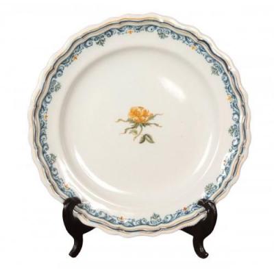 Earthenware Plate Moustiers Polychrone Signed Olerys.