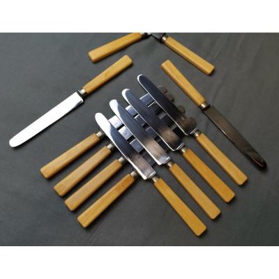 Twelve Knives Ivory, Silver, Chromed Steel Napoleon III.