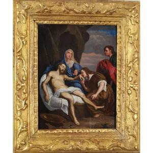 The Deploration Of Christ, Oil On Copper Panel 17th Century  Antoine Van Dyck (1599-1641)