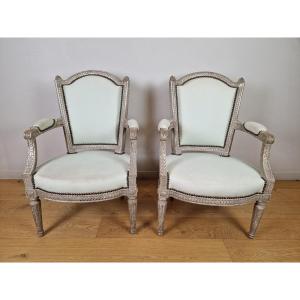 A Louis XVI Armchairs Stamped By Pierre Brizard 18th Century.