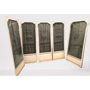 Set Of Five Antique Glass Doors For Bakery, Pastry Shop, Confectionery, Chocolate Shop.
