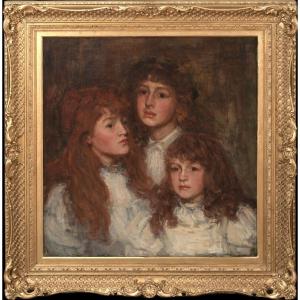 Portrait Of The Guinness Sisters, Dated 1894 Circle Of James Abbott Mcneill Whistler (1834-1903)
