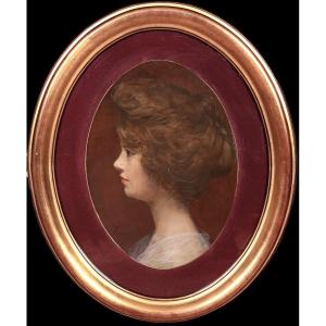 "ritratto Di Nobildonna", 19th Century By Giacomo Grosso (1860-1938)