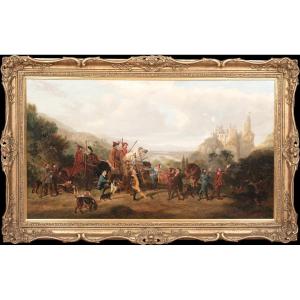 Medieval Boar Hunt, Rheinstein Castle, 19th Century German School  