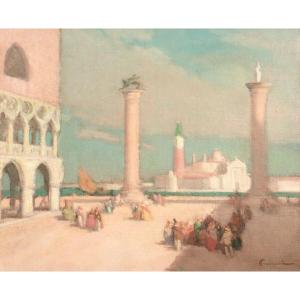 St. Mark's Square, Venice, Early 20th Century Ferdinand Fargeot (1880-1957) 
