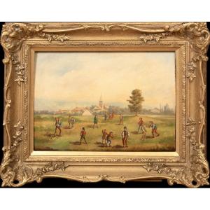 Village Cricket Match, 18th/19th Century English School - Indistinctly Signed
