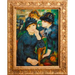 Young Girls In Black, Oil On Canvas After Pierre-auguste Renoir (1841-1919)  