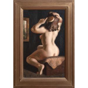 Nude Brushing Her Hair, 1942 By Cyril Cole (british) 