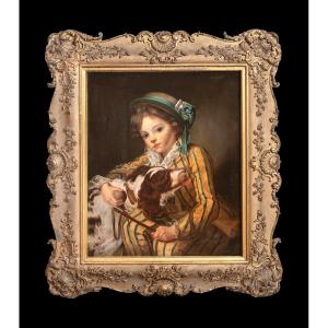 Portrait Of A Boy And A French Spaniel, Circa 1800 Jean-baptiste Greuze (1725–1805) 