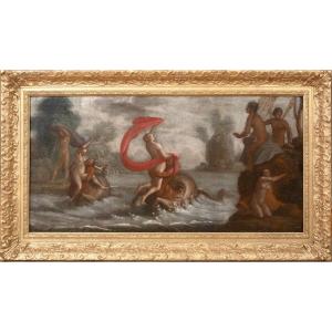 The Triumph Of Galatea, 19th Century. Follower Of Scarsellino (1550-1620). Large Italian Painting. 