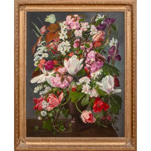 Still Life With Flowers In A Vase, Early 20th Century By John E. Nicholls