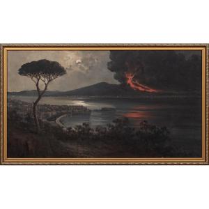 Nocturne Of Vesuvius In Eruption, 19th Century Neapolitan School