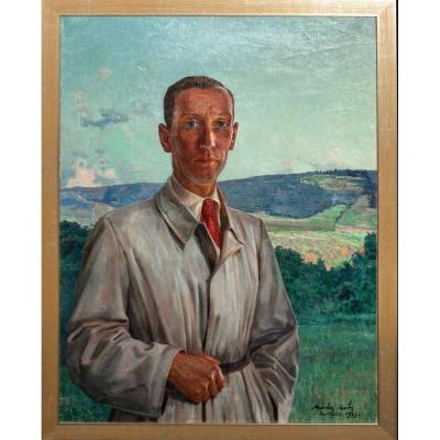 Portrait Of A Gentleman, Dated 1943 - By Marion Mroz (1892-1976)