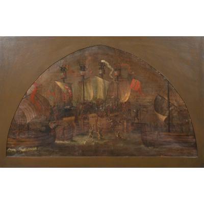 The Battle Of Sluys (1340), Oil On Canvas