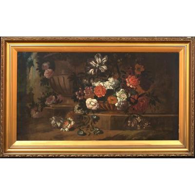 Still Life Of Flowers In A Classic Urn, Eighteenth Century Dutch School