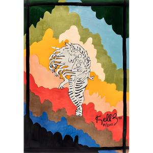 Art Deco Lady Unicorn Art Rug Tapestry