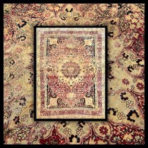 Antique Kirman Laver Rug. Late 19th