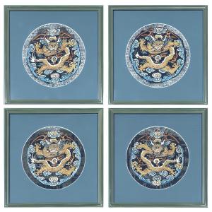  Chinese Silk And Gold Thread Embroideries. China