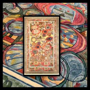 Art Deco Silk Rug After Hundertwasser, 300x200 Cm