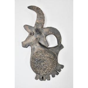 Ceramic Wall Goat By Dominique Pouchain