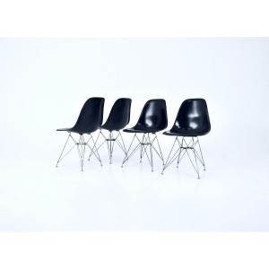 Set Of 4 Dsr Dining Chairs By Charles & Ray Eames For Herman Miller, 1970s