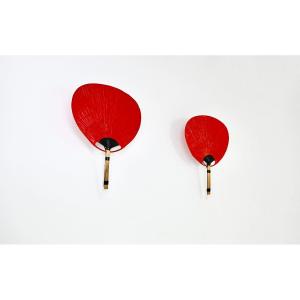 Pair Of “uchiwa” Wall Lamps By Ingo Maurer For Design M 1970s