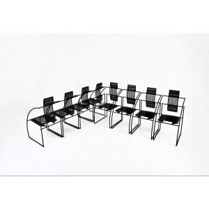 Set Of 8 "quinta" Dining Chairs By Mario Botta For Alias, 1980s