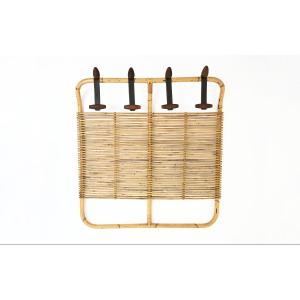 Italian Rattan Coat Rack, 1960s