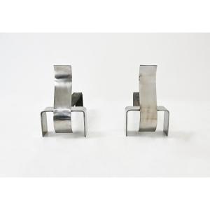 Pair Of Fireplace Andirons, 1970s