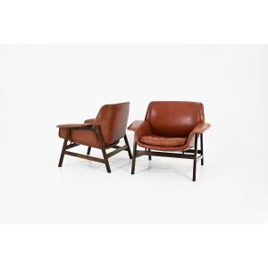 Pair Of “849” Armchairs By Gianfranco Frattini For Cassina, 1950s