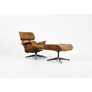 Armchair And Footstool By Charles & Ray Eames For Herman Miller, 1970s