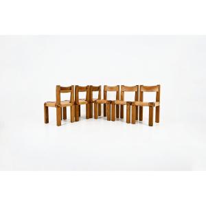 Set Of 6 "s11" Dining Chairs By Pierre Chapo, 1966