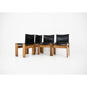 Set Of 4 Monk Dining Chairs By Afra & Tobia Scarpa For Molteni, 1970s