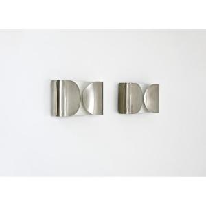 Pair Of Chrome Foglio Sconces By Tobia & Afra Scarpa For Flos, 1960s
