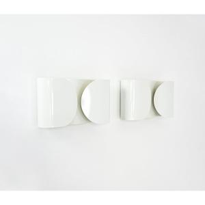 White Foglio Sconces By Tobia & Afra Scarpa For Flos, 1960s, Set Of 2