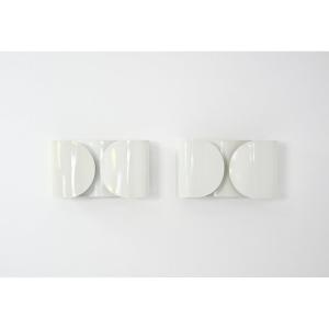 White Foglio Sconces By Tobia & Afra Scarpa For Flos, 1960s, Set Of 2