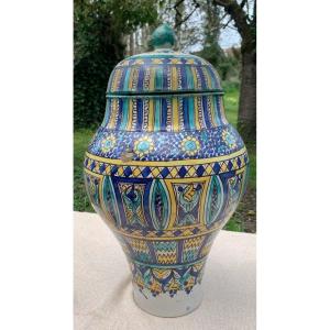 19th Cty Fès Morrocan Ceramic, Large Khabbya With Its Lid