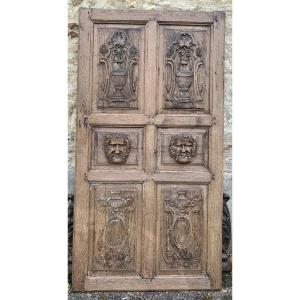 Rare Renaissance Period Oak Carved Door , Circa 1500, Sizes 164*87cm