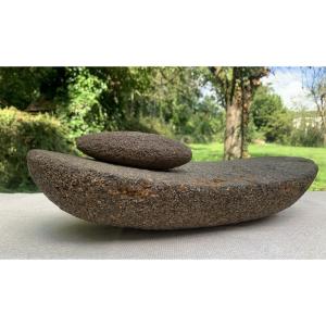 Neolithic Period, Large Granit Or Volcanic Stone Grain Grinding & Its Wheel